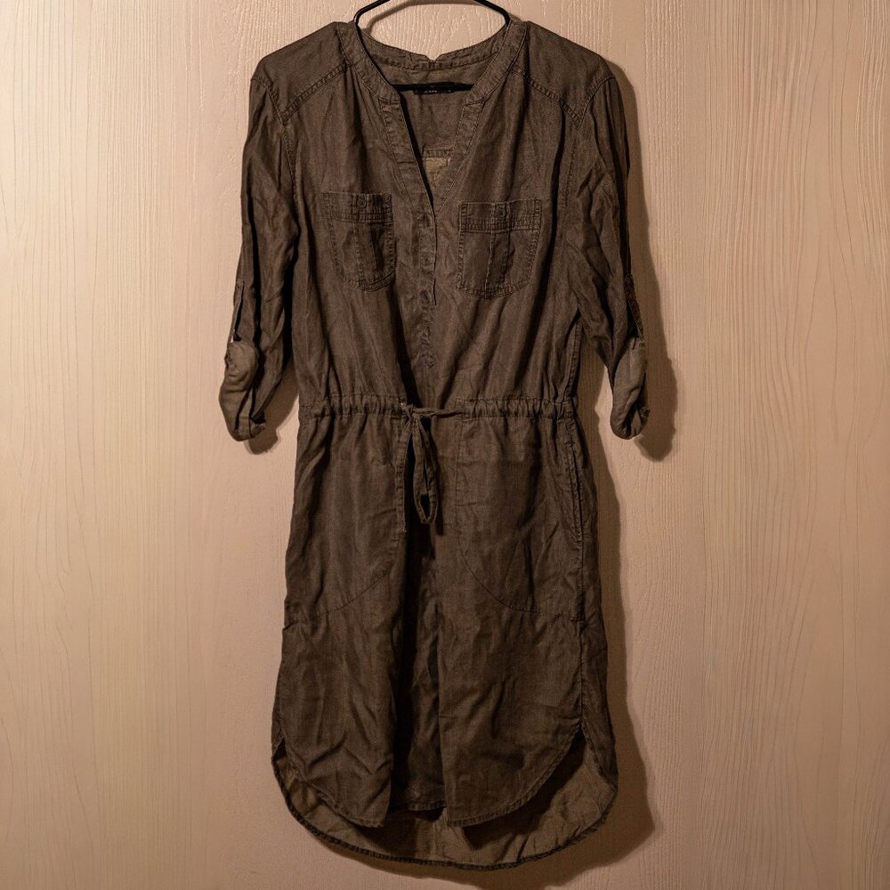 CLEARANCE PrAna Charcoal Gray Roll-Tab Sleeve Utility Shirt Dress – Size S